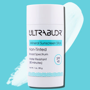 ULTRABUDR Non-Tinted Mineral Sunscreen Stick SPF 45, 1 oz + Lip Balm