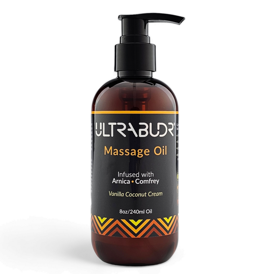 Vanilla Coconut Cream Massage Oil with Arnica and Comfrey, 8oz
